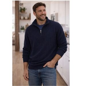 Joseph Abboud Men's Blue 1/4 Zip Pullover Sweater